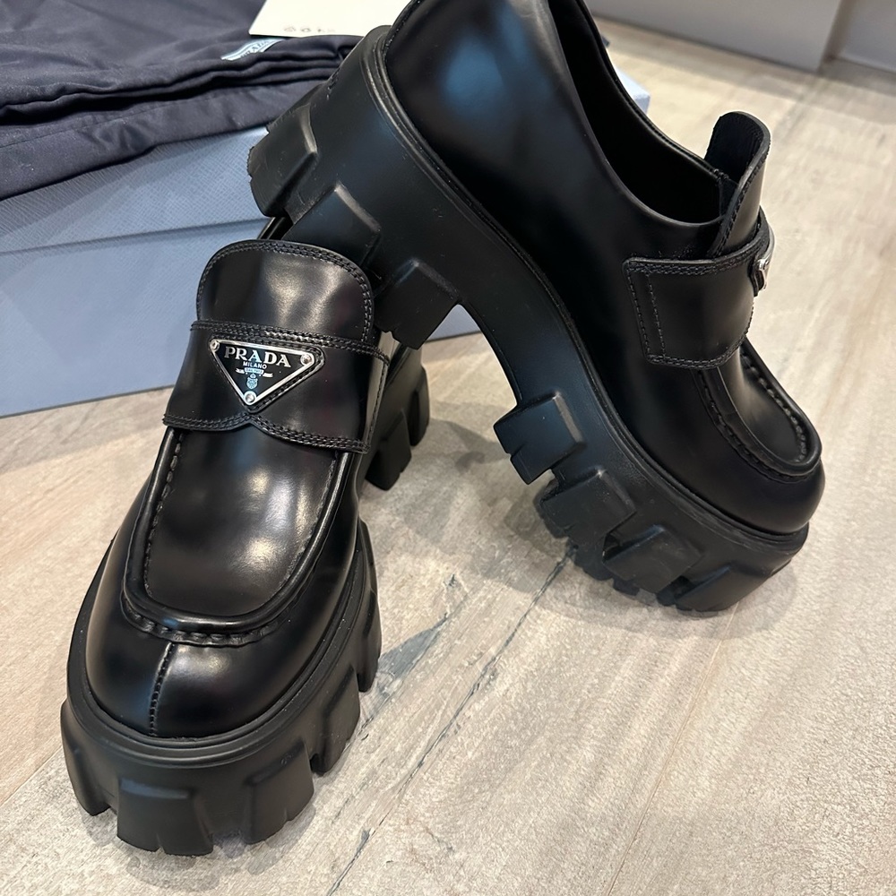 Prada Brushed leather Monolith Platform loafers - 36.5